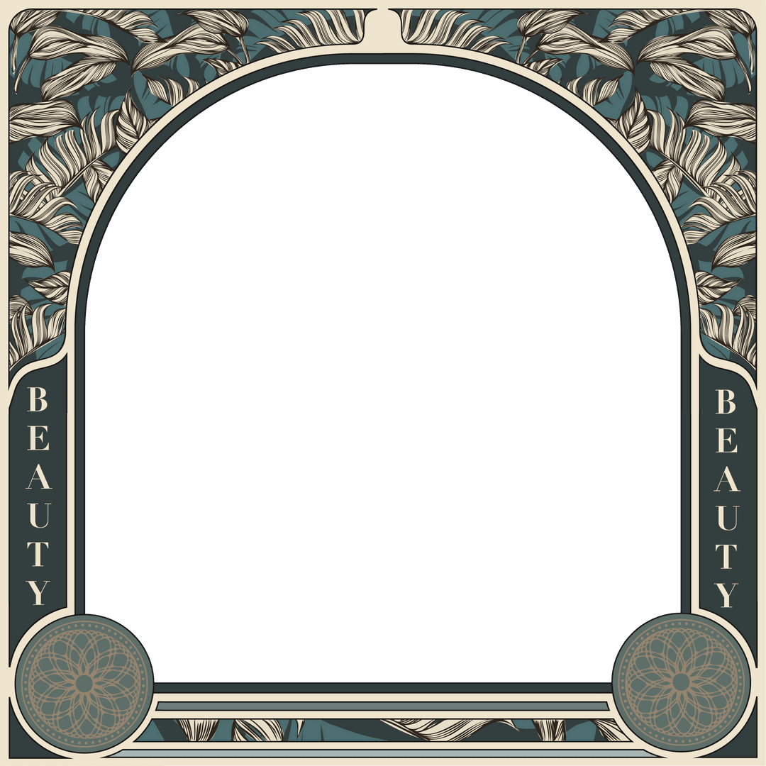 Ornate Botanical Arch Frame on Transparent Background