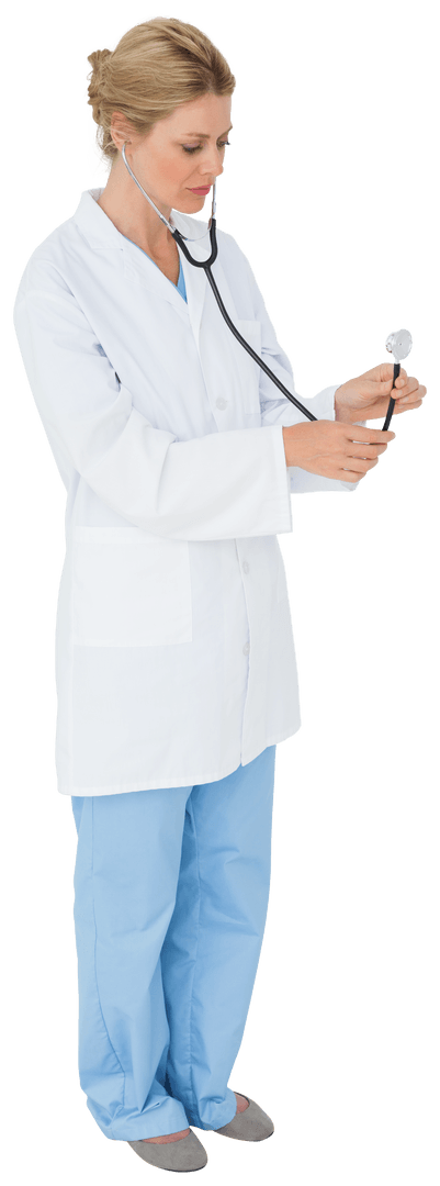 Transparent Image of Blonde Doctor with Stethoscope