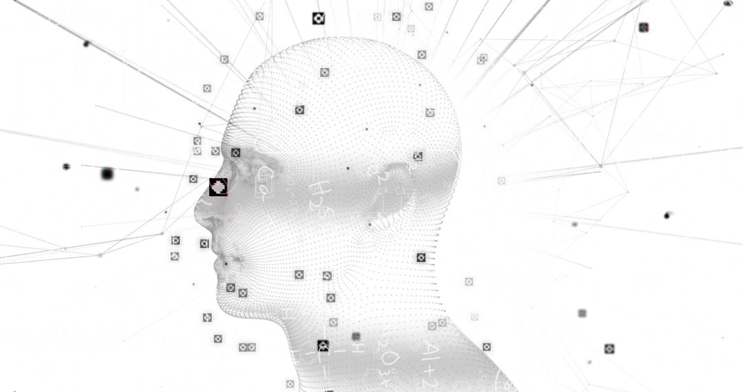 Abstract Digital Human with Floating Technology Elements