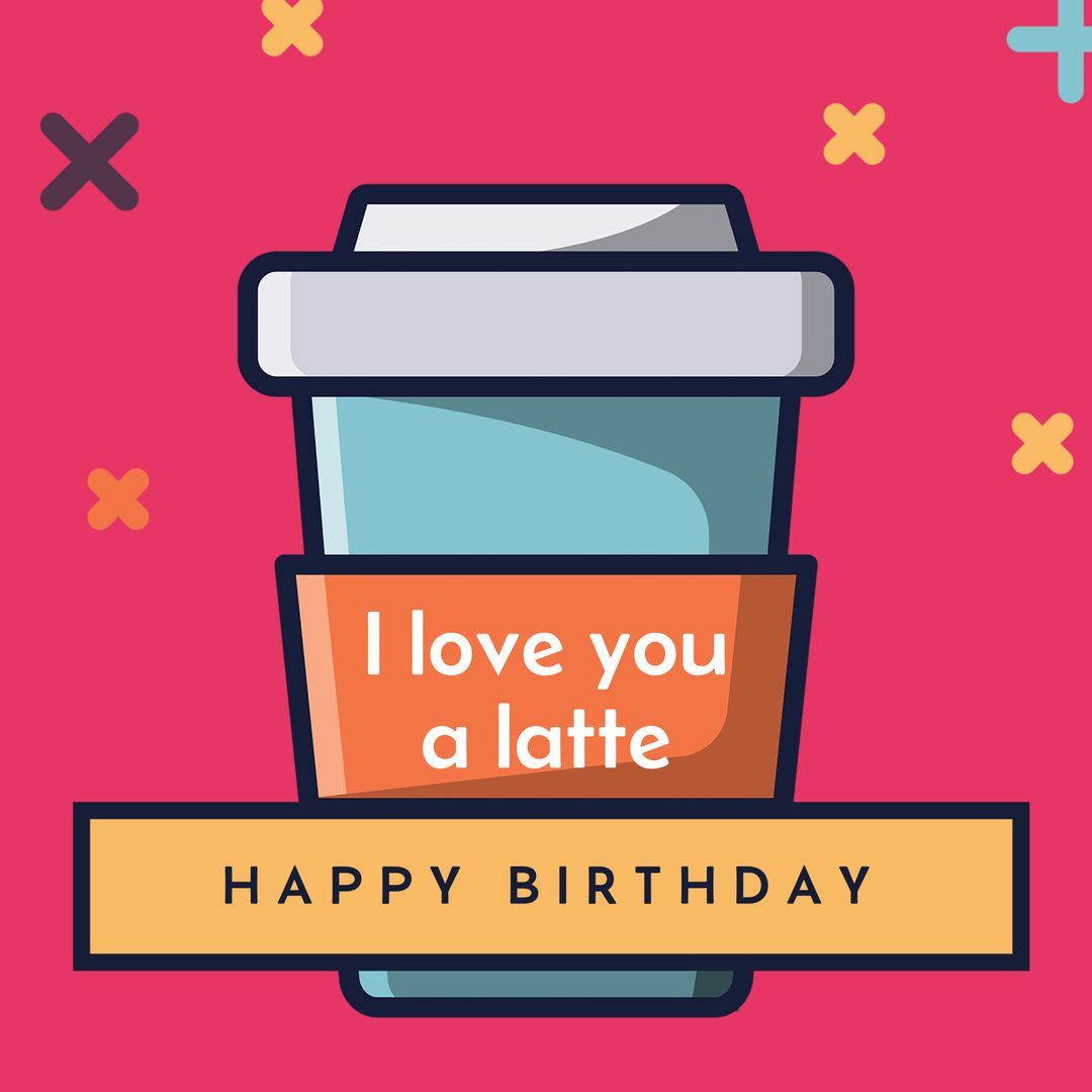 Playful Birthday Card with Coffee Cup and Whimsical Message