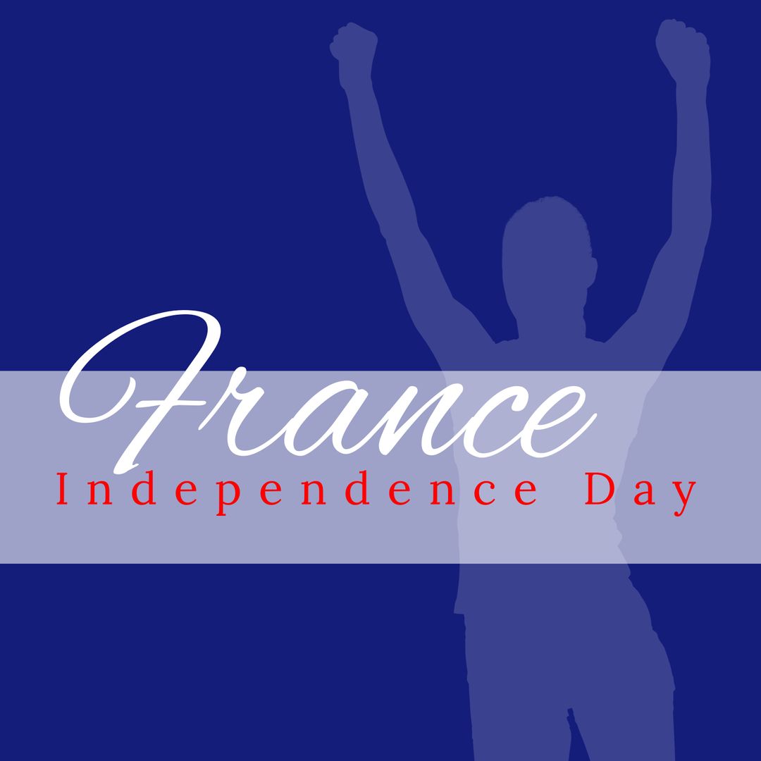 Celebrating France National Day on Blue Background with Enthusiastic Silhouette