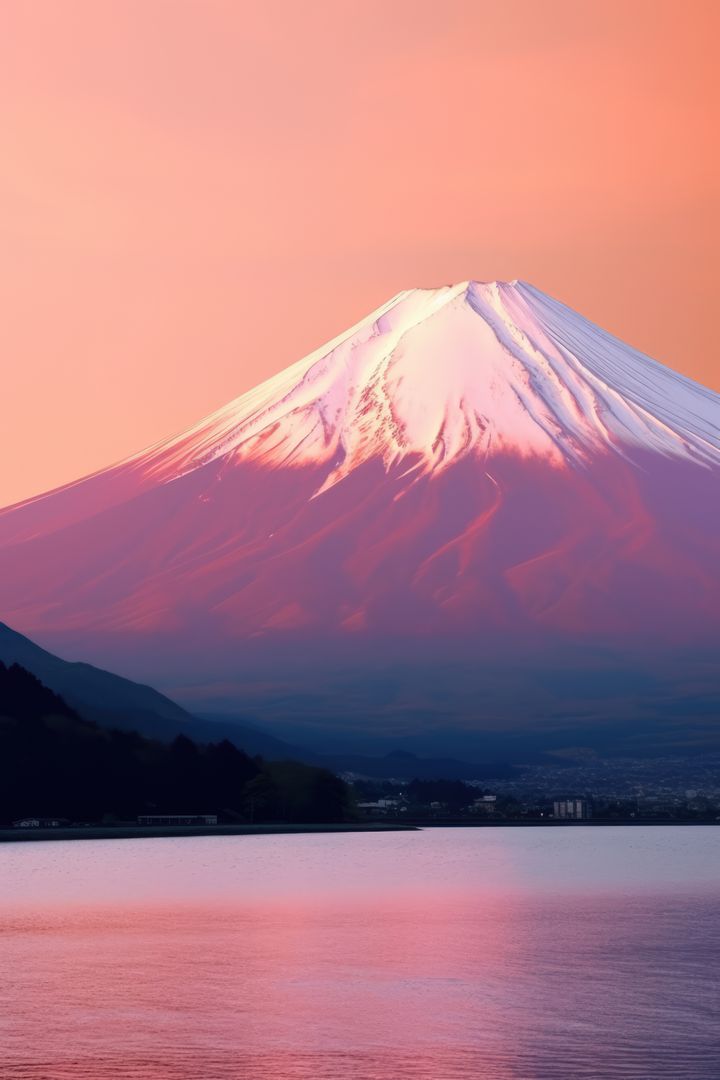 Mount Fuji Reflecting on Lake at Sunrise - Free Images, Stock Photos and Pictures on Pikwizard.com