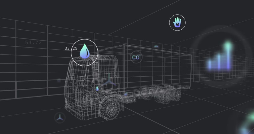 3D Wireframe Truck Illustration with Data Visualization Concept - Free Images, Stock Photos and Pictures on Pikwizard.com