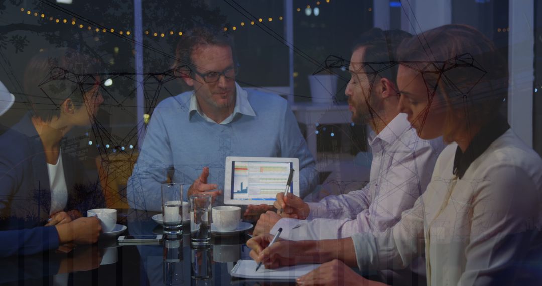 Business Team Analyzing Data with Global Connectivity Concept
