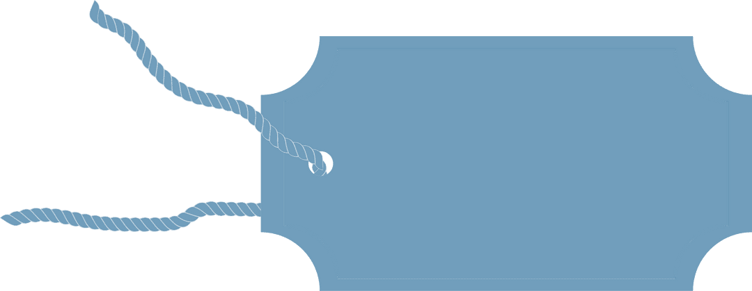 Blue Price Tag with Twine on Transparent Background