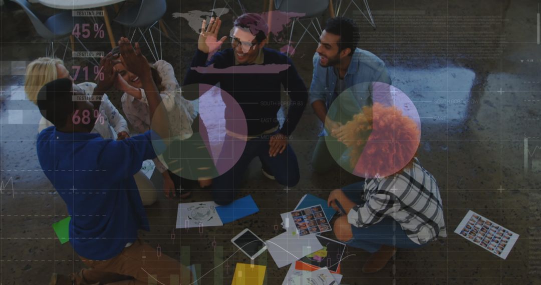 Collaborative Team Embracing Data-Driven Insights in Modern Office