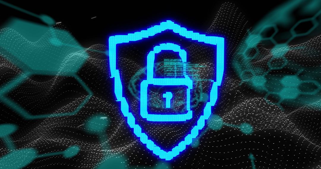 Digital Shield with Lock Symbol Representing Cybersecurity