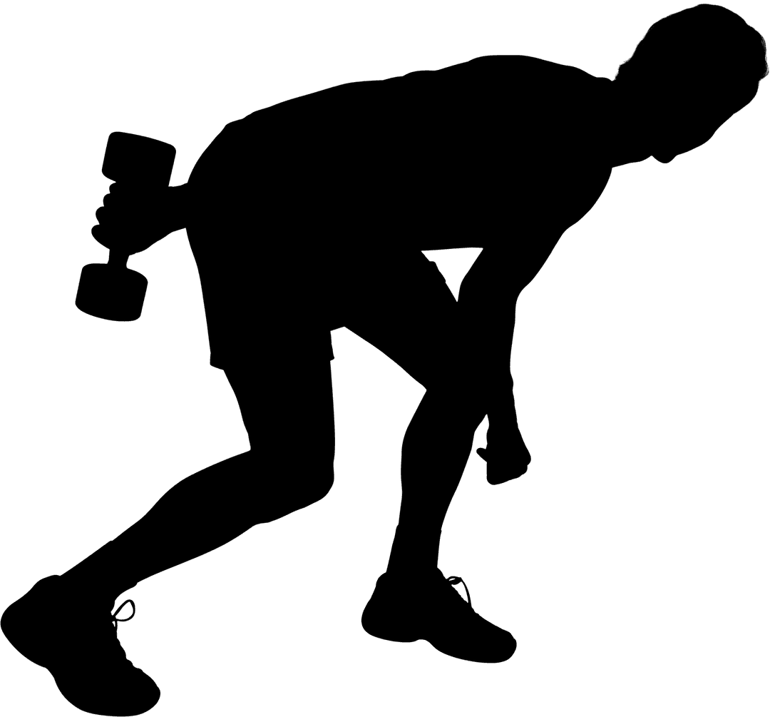 Silhouette of Man Exercising with Dumbbells on Transparent Background