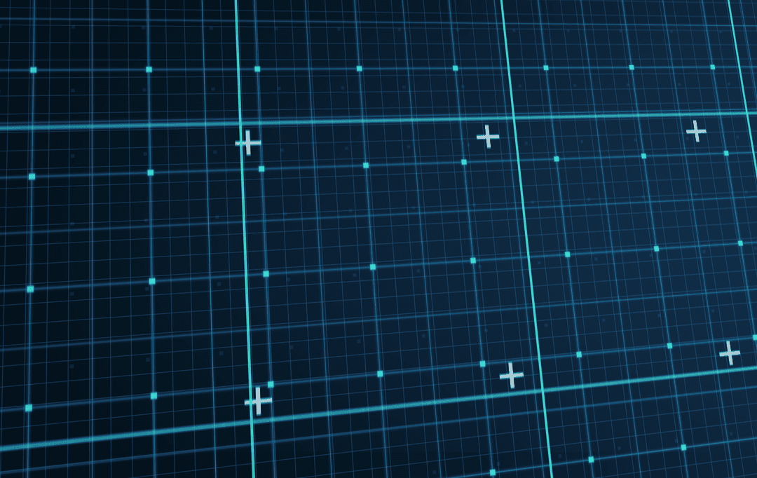 Futuristic Grid on Black Background with Blue Lines