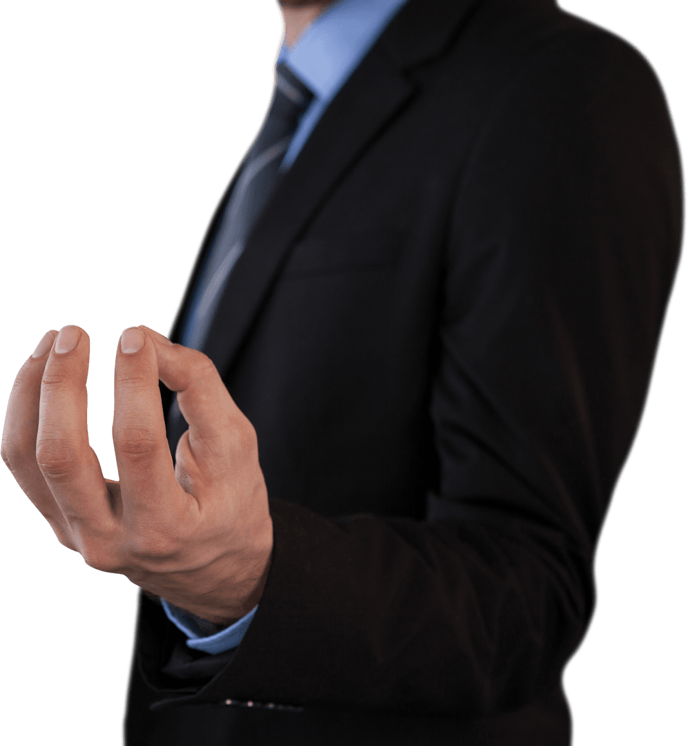 Businessman Demonstrating Invisible Transparent Product