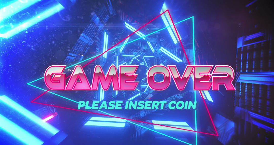 Retro Neon Game Over Screen with Futuristic Digital Graphics