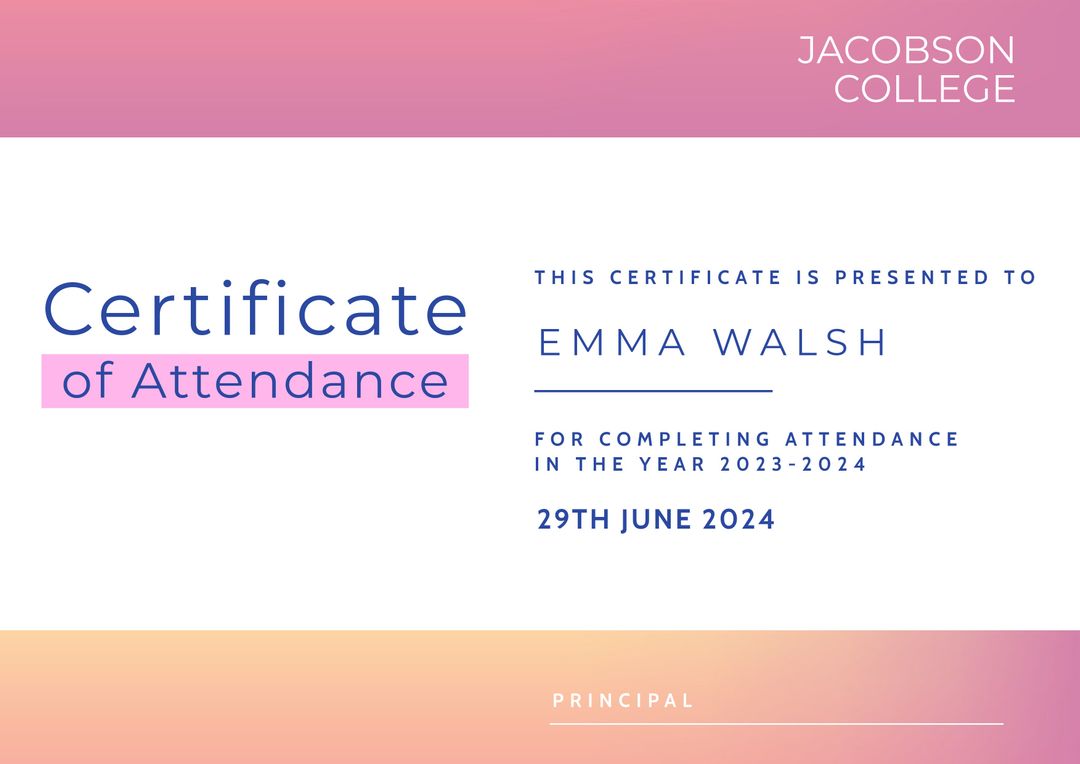 Elegant Certificate of Attendance with Modern Design Template - Download Free Stock Templates Pikwizard.com