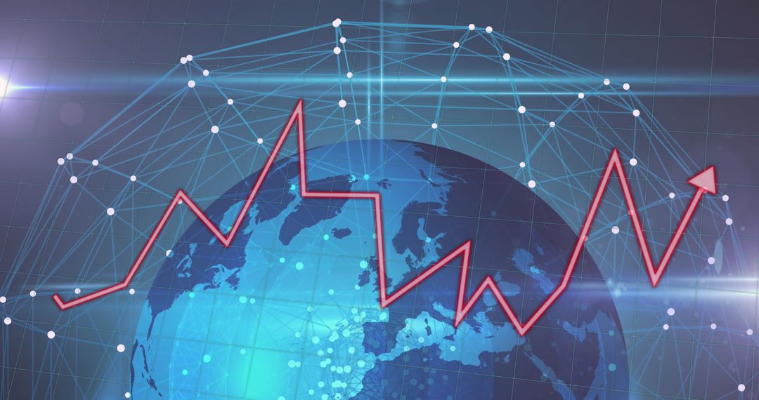 Global Network Connections and Data Analytics Over World Map