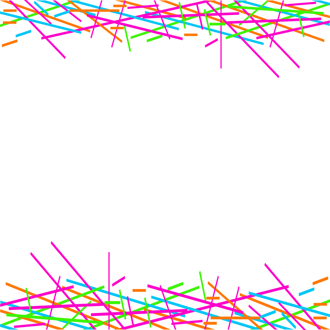 Neon striped border on transparent background with copy space