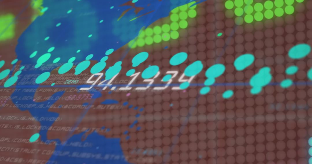 Abstract Financial Data Overlay with World Map