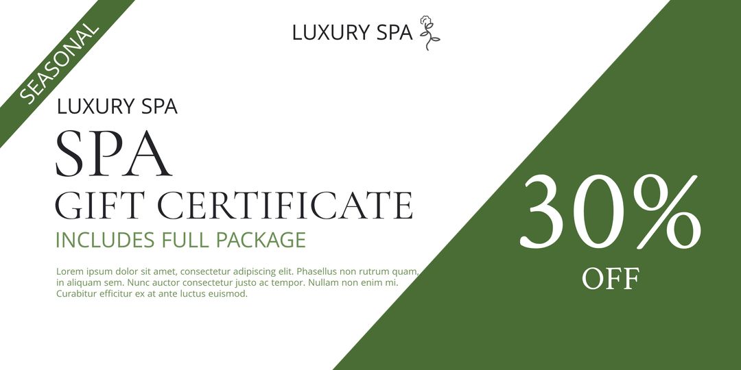 Luxury Spa Gift Certificate with 30 percent Off Green Design - Download Free Stock Templates Pikwizard.com