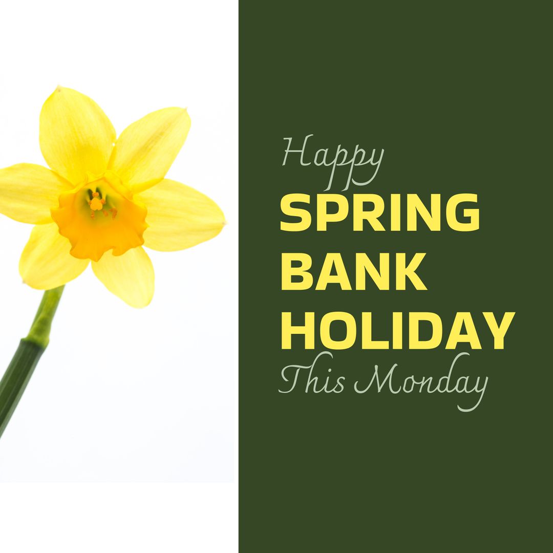 Spring Bank Holiday Graphic with Bright Yellow Daffodil