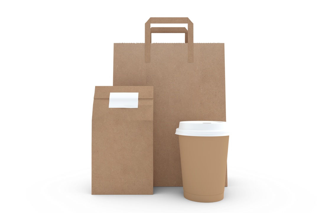 Disposable Coffee Cup and Brown Paper Bag Transparent Background - Download Free Stock Images Pikwizard.com