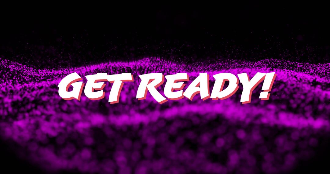 3D Text 'Get Ready' with Purple Digital Particle Background