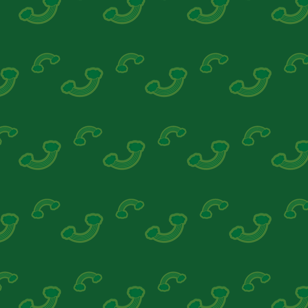 Green Cloud and Rainbow Pattern on Transparent Background