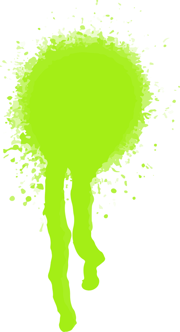 Vibrant Lime Green Paint Splash on Transparent Background