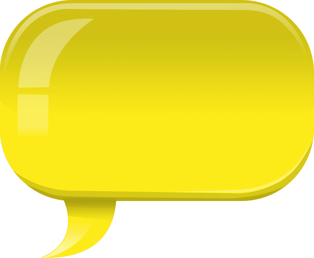 Bright Yellow Speech Bubble Graphic with Transparent Background