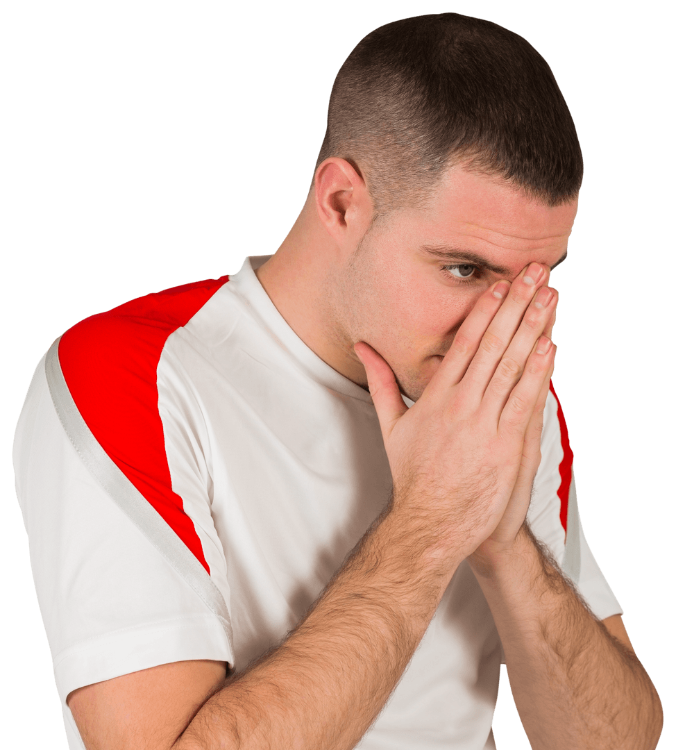 Transparent Futbol Player Expressing Disappointment During Match