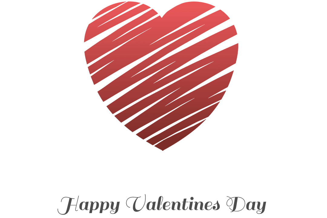 Transparent Red Heart with Valentine's Day Text