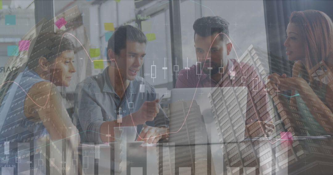 Global Business Team Analyzing Financial Data Visualization