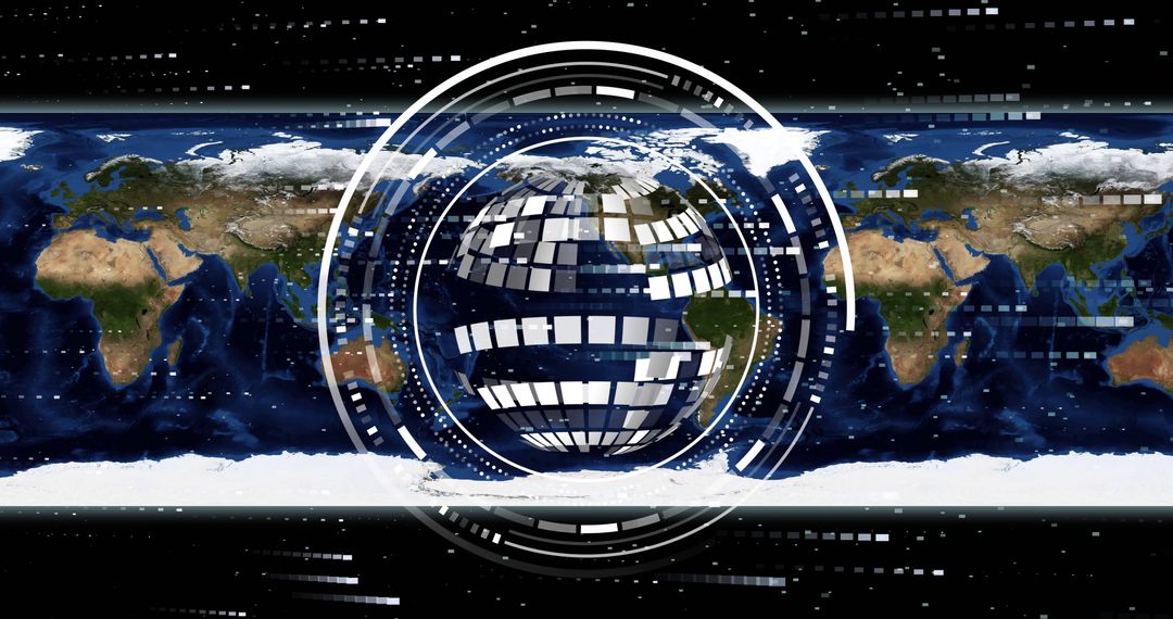 AI and Data Processing over World Map Concept