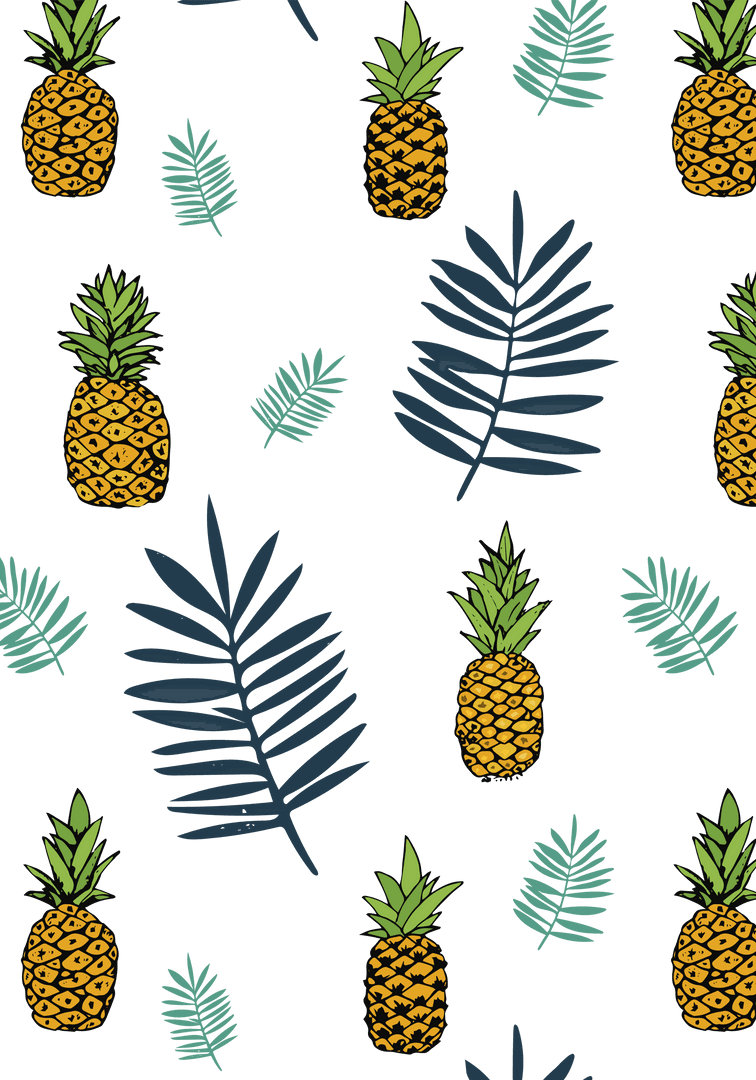 Tropical Pineapples with Transparent Leaves in Pattern Art