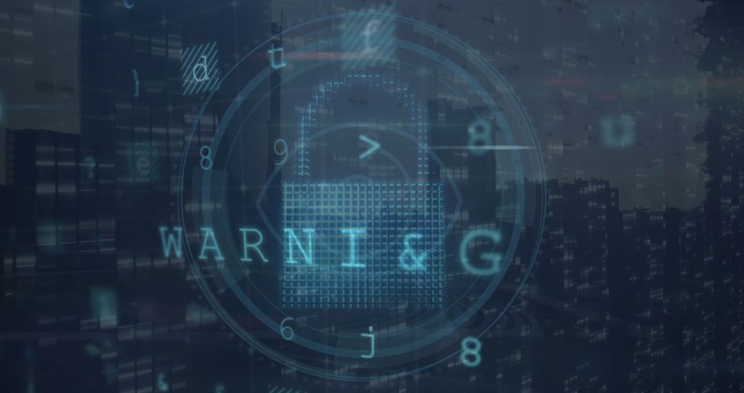 Cybersecurity Lock with Futuristic Digital Interface