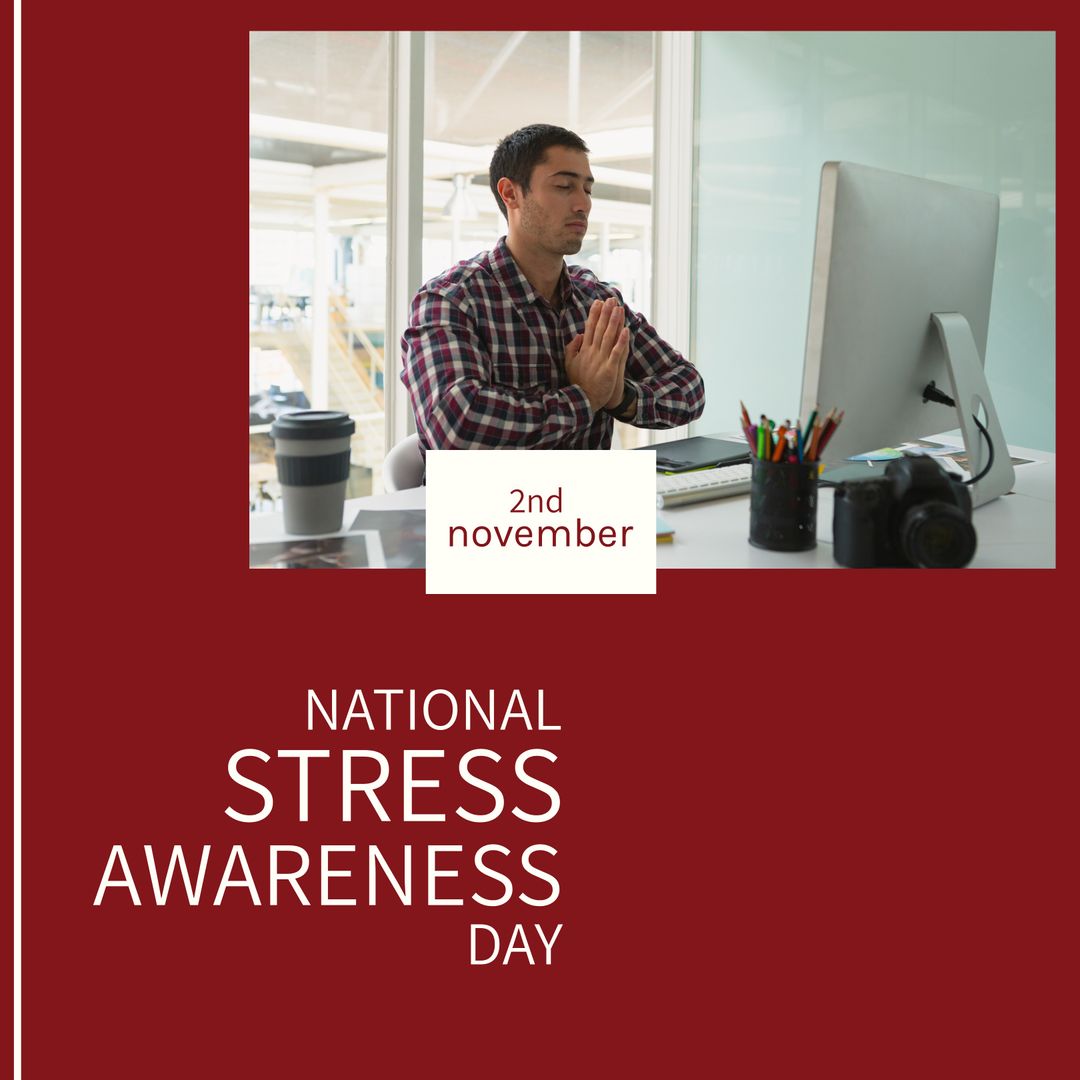 Businessman Practicing Stress Relief at Workdesk