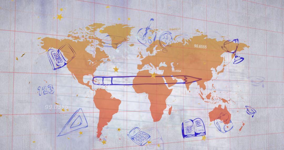 Educational Tools Global Map Illustration for Learning Concepts