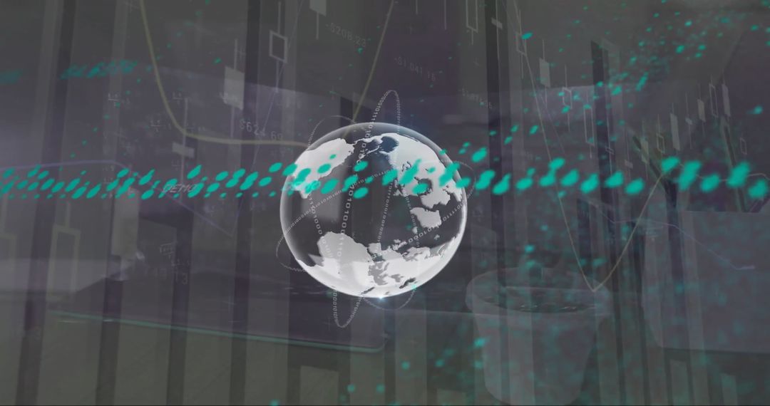 Digital Composite of Globe and Graphs Illustrating Business Growth