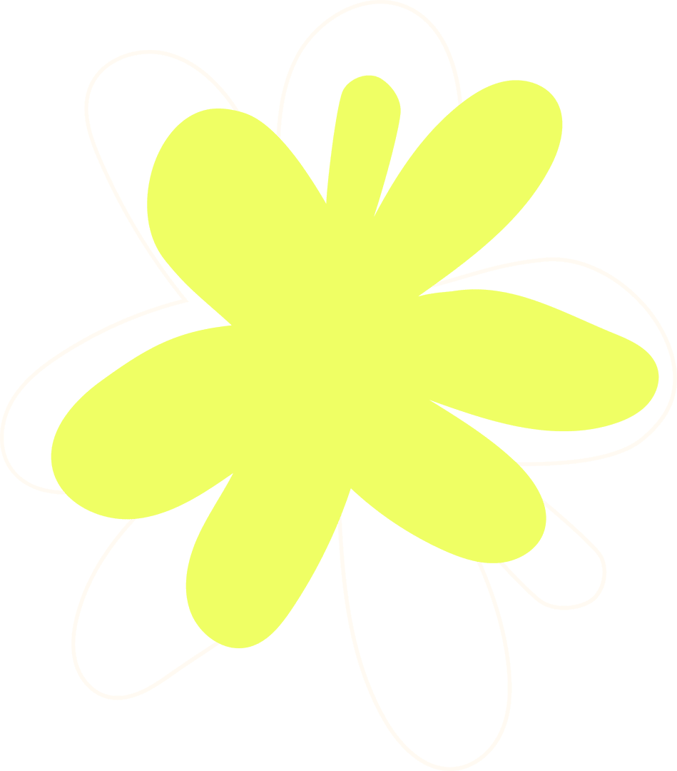 Neon Yellow Flowerlike Abstract Graphic on Transparent Background