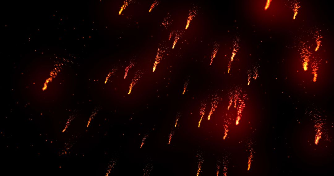Sparkling Red Fireworks Against Dark Sky