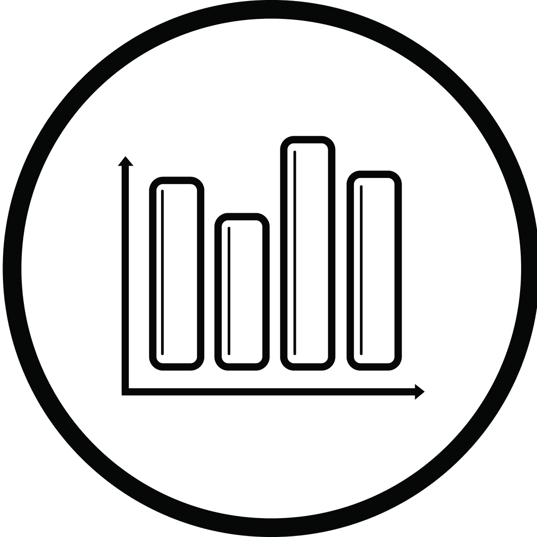 Black Line Art Chart Icon on Transparent Background