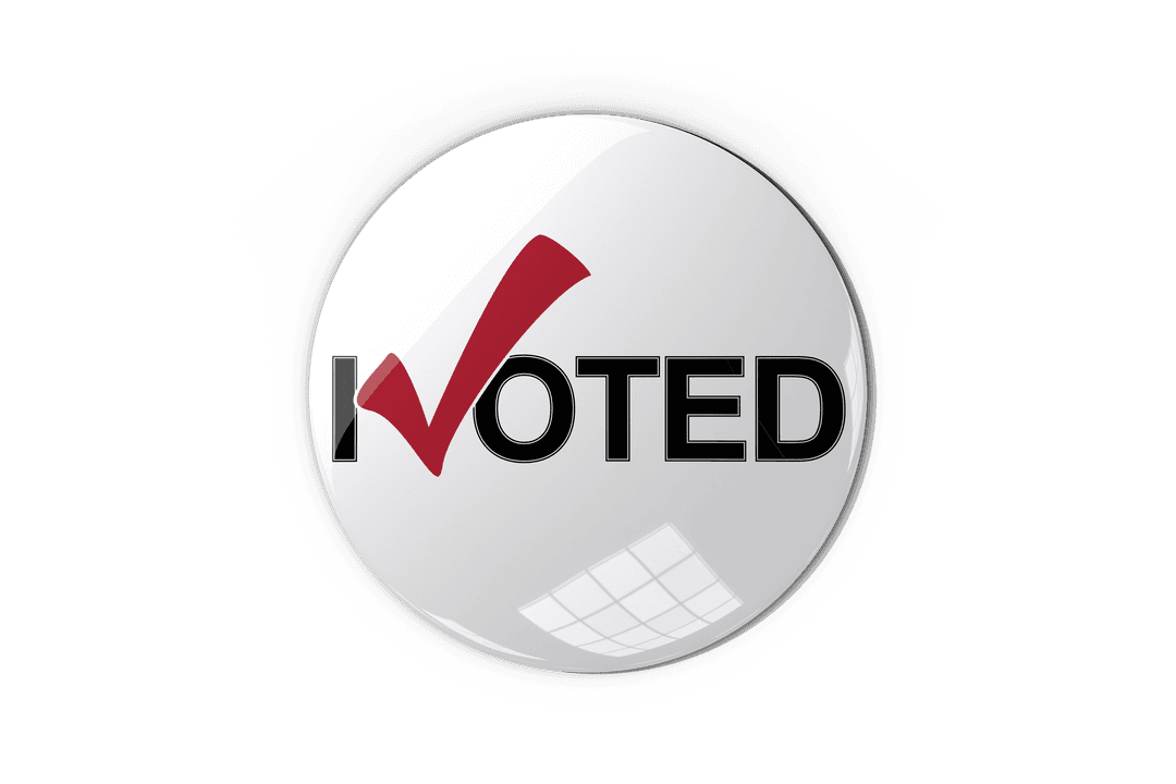 Transparent I Voted Badge with Red Check Mark Design