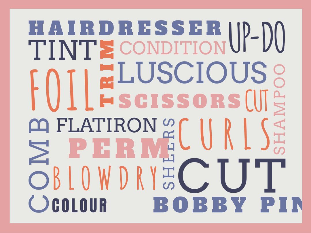 Bold Typography Highlighting Hairdressing Themes for Salon Branding