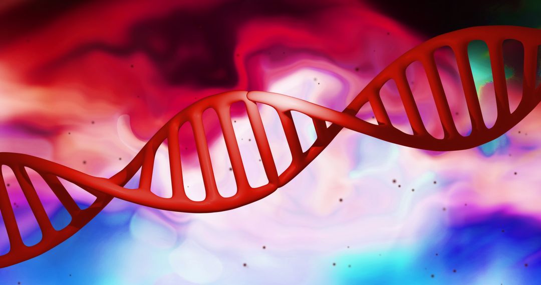 Abstract Red DNA Helix against Vibrant Background