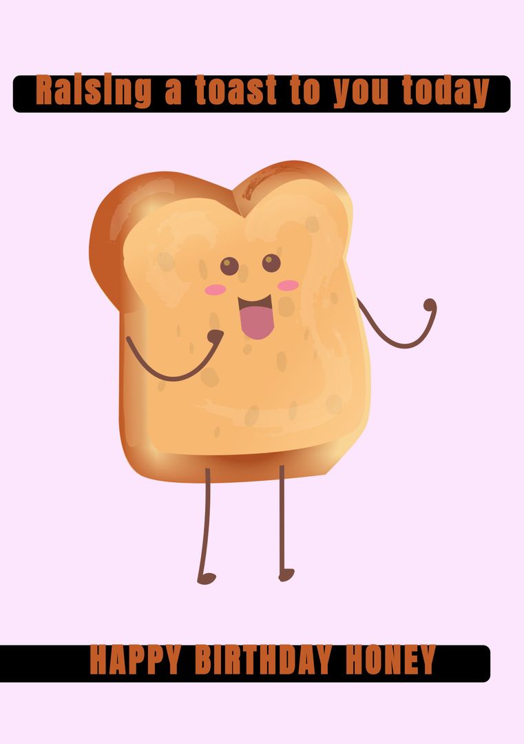 Cheerful Bread Character with Birthday Message - Download Free Stock Templates Pikwizard.com