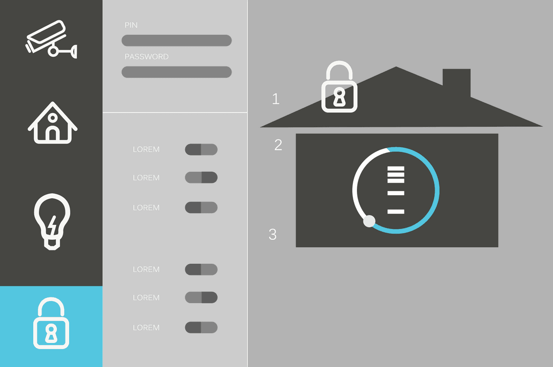 Transparent Smart Home Interface Showing Security Settings