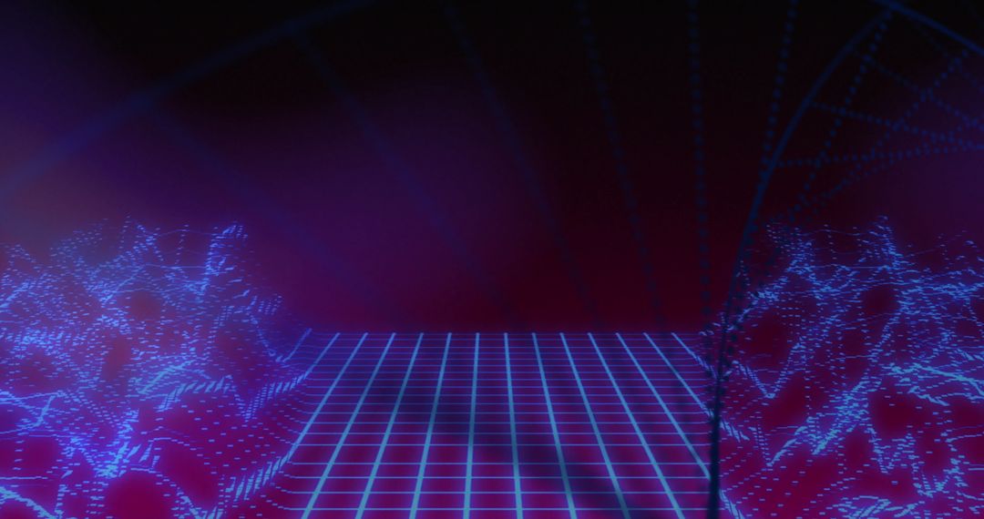 Abstract DNA Strand on Futuristic Digital Grid Background