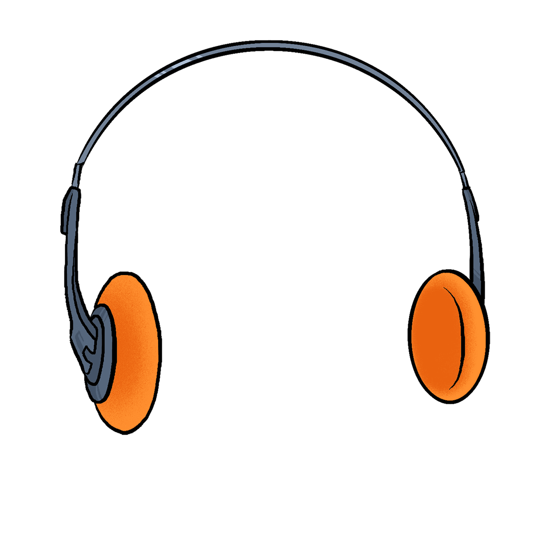 Transparent Floating Over-Ear Headphones with Orange Cushions