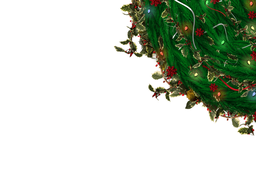 Transparent Christmas Wreath Corner with Colorful Decorations