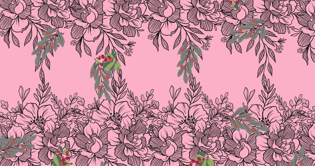 Intricate Floral Pattern with Pinks and Greens for Decorative Design