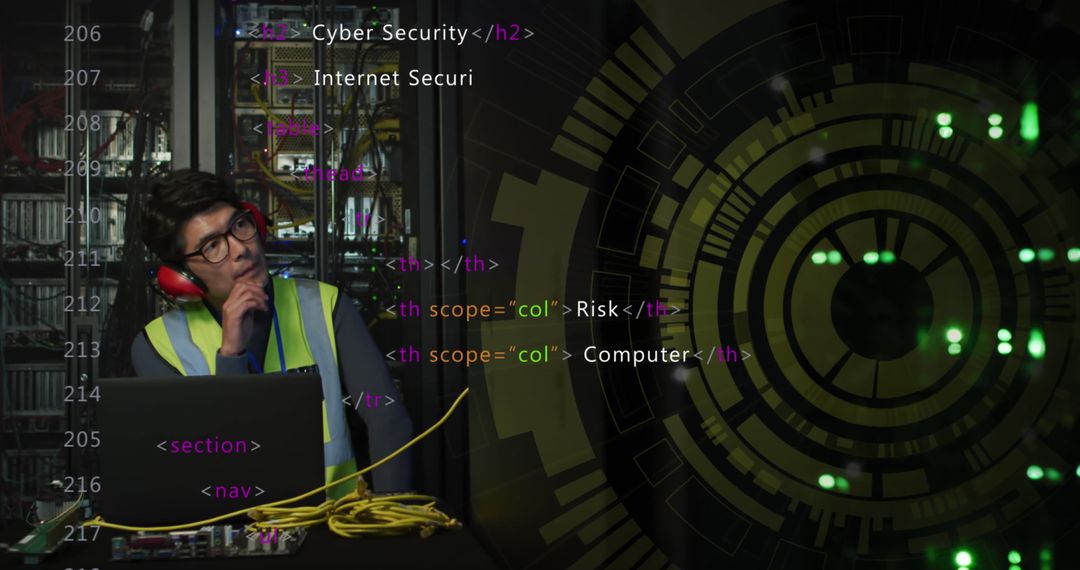 Network Analyst Strategizing Laptop in Data Center