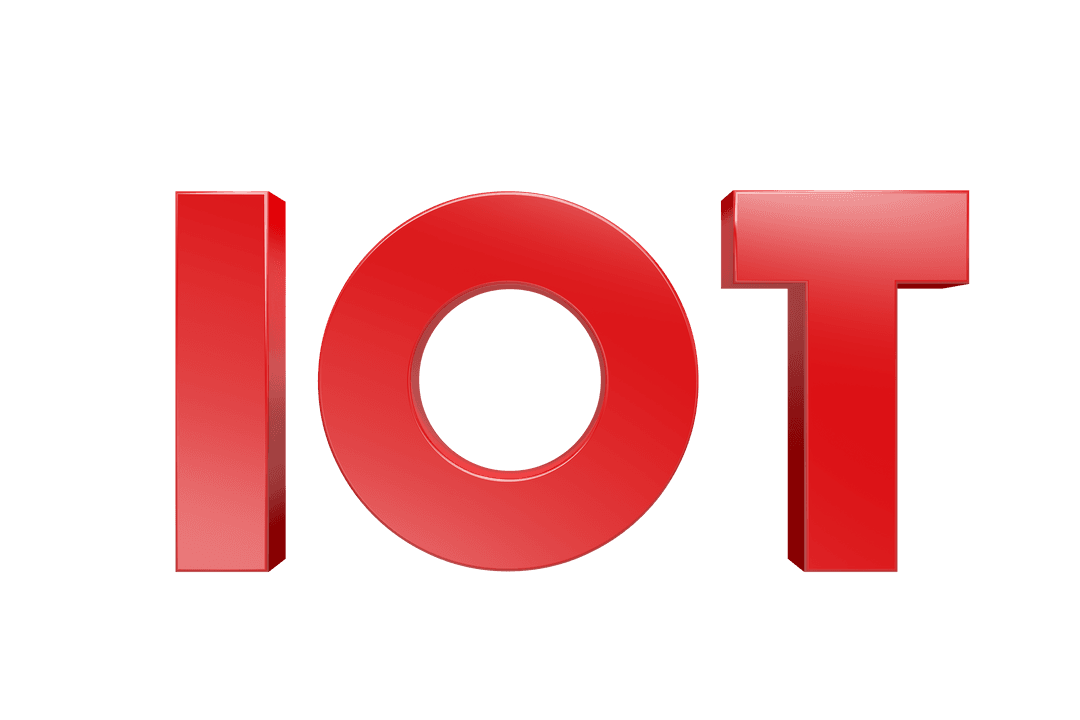 Red Glossy IOT Text Illustration on Transparent Background