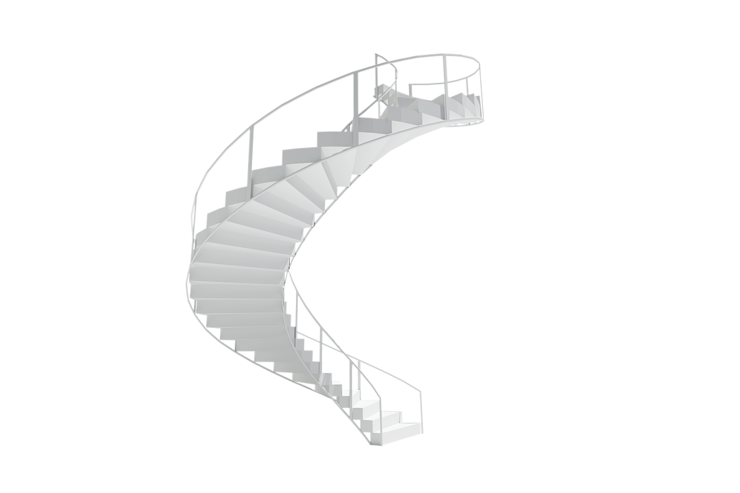 Transparent Digital White Spiral Staircase Isolated on Transparent Background - Download Free Stock Images Pikwizard.com